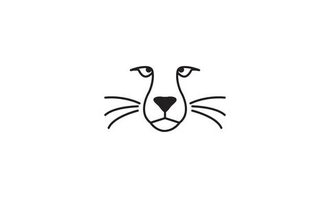 Lines simple face cheetah  logo vector icon illustration design Stock Illustration