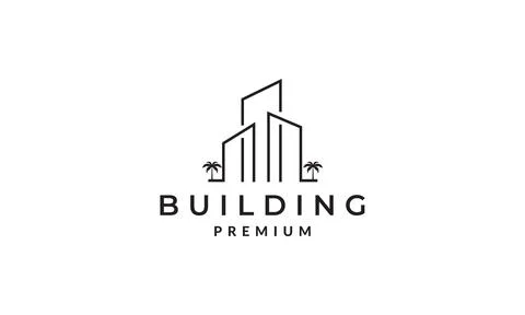 Lines skyscraper with trees logo symbol vector icon illustration graphic desi Illustration