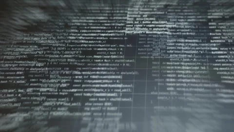 Lines of source code for a biometric fingerprint verification system, Sci-Fi UI Stock Footage 335458354