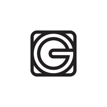 Lines square circle G letter icon vector Stock Illustration