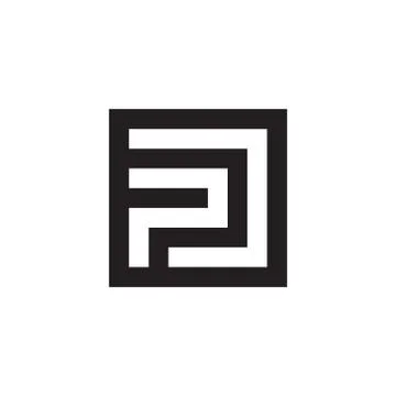 Lines square shape letter P design vector 스톡 일러스트