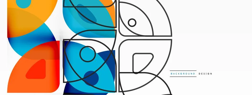Lines, squares, circles and triangles. Geometric abstract background for 库存插图