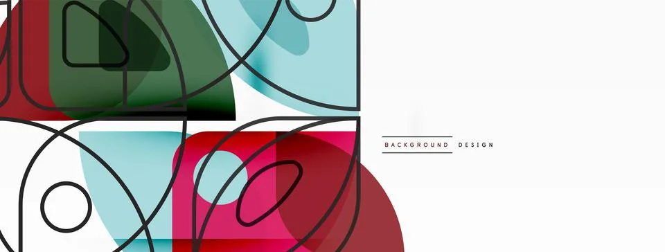 Lines, squares, circles and triangles. Geometric abstract background for Illustrazione stock