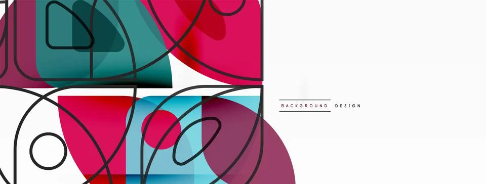 Lines, squares, circles and triangles. Geometric abstract background for Stock Illustration