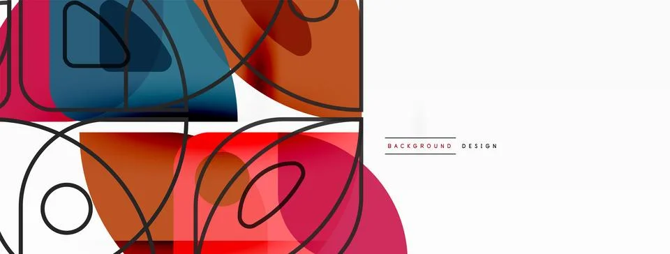 Lines, squares, circles and triangles. Geometric abstract background for 库存插图