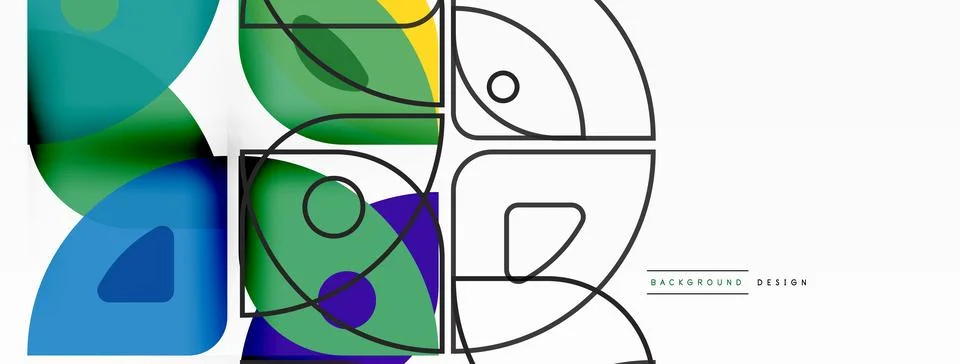 Lines, squares, circles and triangles. Geometric abstract background for 스톡 일러스트