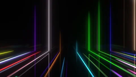 Lines stripes color neonlight rays path glowing. 3D Video stock 291278863