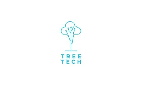 Lines tech tree cloud connect logo vector icon illustration design 스톡 일러스트