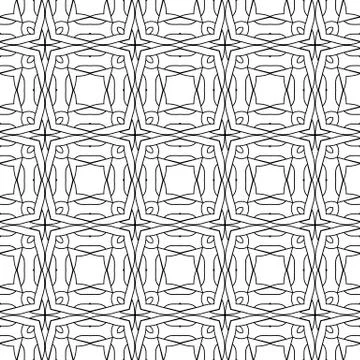 Lines vector seamless pattern. Black and white ornamental lace background Illustrazione stock