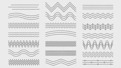 Lines waves dashed zigzag elements collection. Vector illustration. Stock Illustration