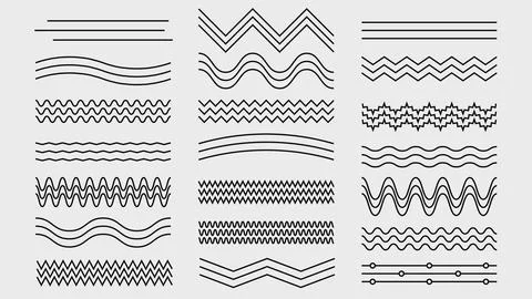 Lines waves zigzag elements collection. Vector illustration. Stock Illustration