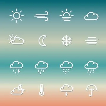 Lines weather Icon set on gradient. Stock-Illustration