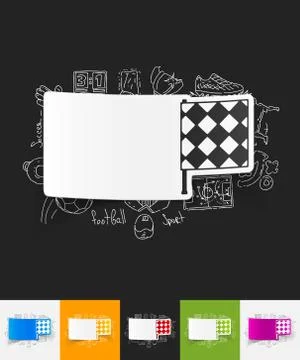 Linesman flag paper sticker with hand drawn elements Stock Illustration