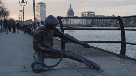 The Linesman Statue, Dublin Stock Footage 123764277