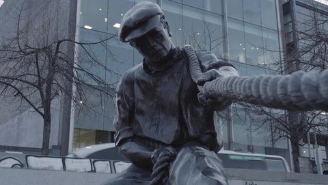The Linesman Statue, Dublin Stock Footage 123767153