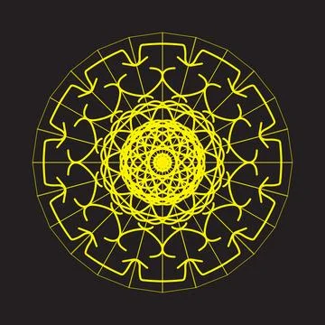 Linework Decorative Crest Spiritual Pattern Golden Bloom Radiant Harmony Celesti Stock Illustration