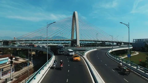 Linga-Yuni Bridge in Danang Vietnam Stock Footage