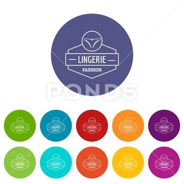 Lingerie female icons set vector color: Royalty Free #91149026