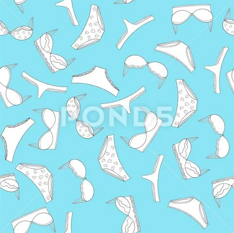 Lingerie seamless pattern with pink hearts. Vector underwear background Stock Illustration