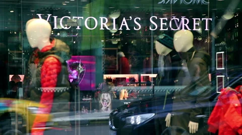 Lingerie store with reflection of the street on the windows Stock Footage 45161005