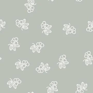 Lingonberry berry line seamless pattern Illustrazione stock
