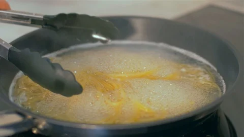 Linguines are cooked in a pan Stock Footage 111669597