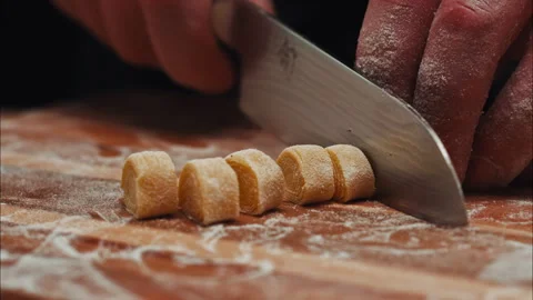 Linguini Cutting to make pasta Stock Footage 254911358