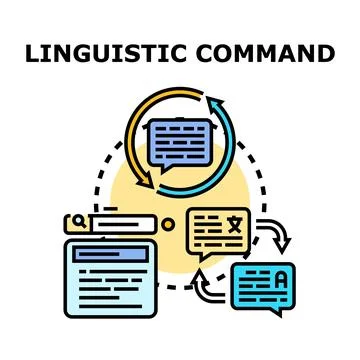 Linguistic command concept acquiring foreign language skill Stock Illustration