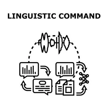 Linguistic command concept processing natural language and speech Illustrazione stock