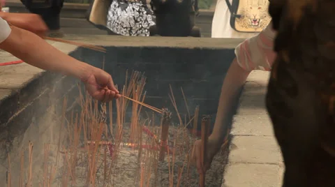 Lingyin Temple incense 2 Stock Footage 39606673