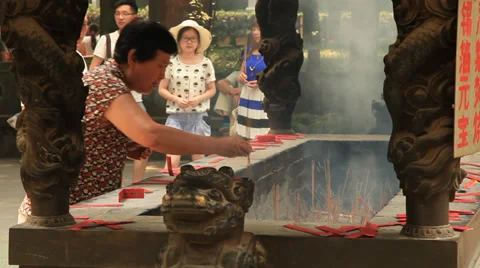 Lingyin Temple incense Stock Footage 39606574