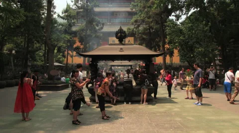 Lingyin Temple time lapse 2 24 static Stock Footage 40022388