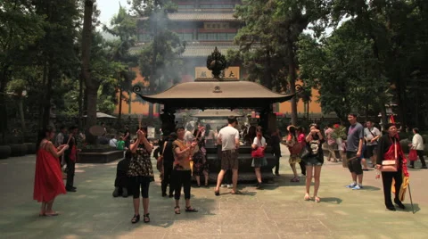 Lingyin Temple time lapse 2 30 static Vídeo Stock 40573282
