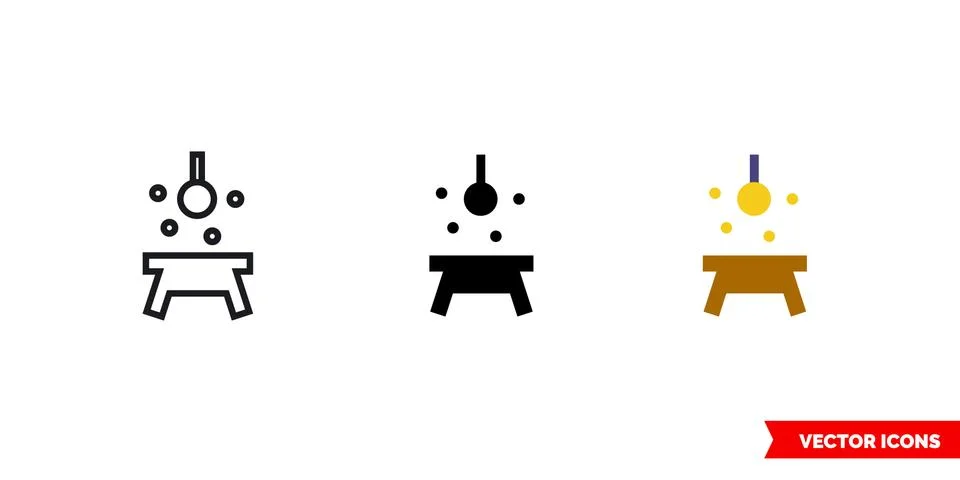 Lining table light icon of 3 types color, black and white, outline. Isolated  Stock Illustration