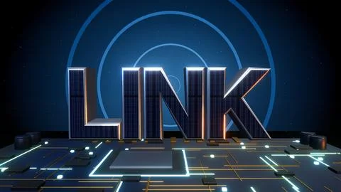LINK 3D Text with Signal Waves on a Circuit Board 스톡 일러스트