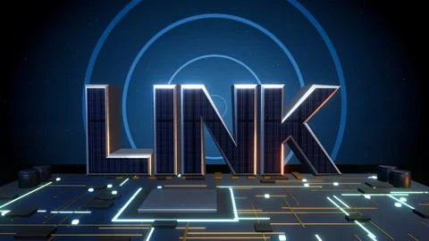 LINK 3D Text with Signal Waves on a Circuit Board Stock Illustration