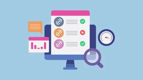 Link analysis tool, Link checker 2d Animation with Alpha Matte Stockbeeldmateriaal 335608005