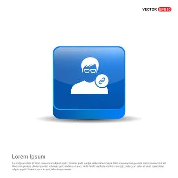 Link attach user icon . - 3d Blue Button Illustrazione stock