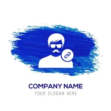 Link attach user icon . - Blue watercolor background Stock Illustration