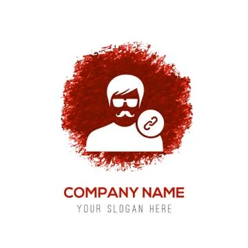 Link attach user icon . - Red WaterColor Circle Splash Stock Illustration