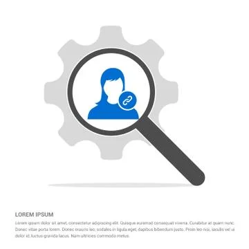 Link attach user icon . Search Glass with Gear Symbol Icon template Stock Illustration