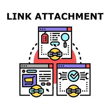 Link attachment connecting web pages and online content Stock Illustration