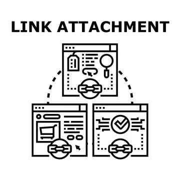 Link attachment connecting web pages and online content Stock Illustration