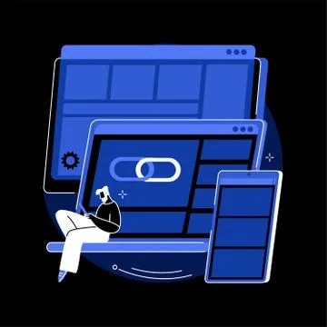 Link building abstract concept vector illustration. Ilustración de archivo