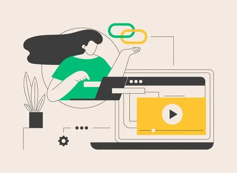 Link building abstract concept vector illustration. Ilustración de archivo