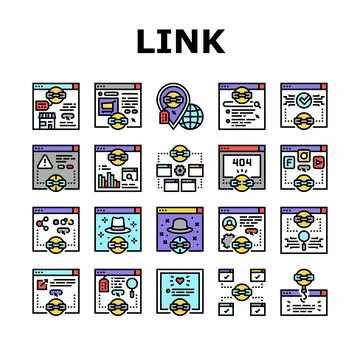 Link Building And Optimization Icons Set Vector Illustrazione stock