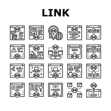 Link Building And Optimization Icons Set Vector Illustrazione stock