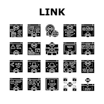 Link Building And Optimization Icons Set Vector Stockillustratie