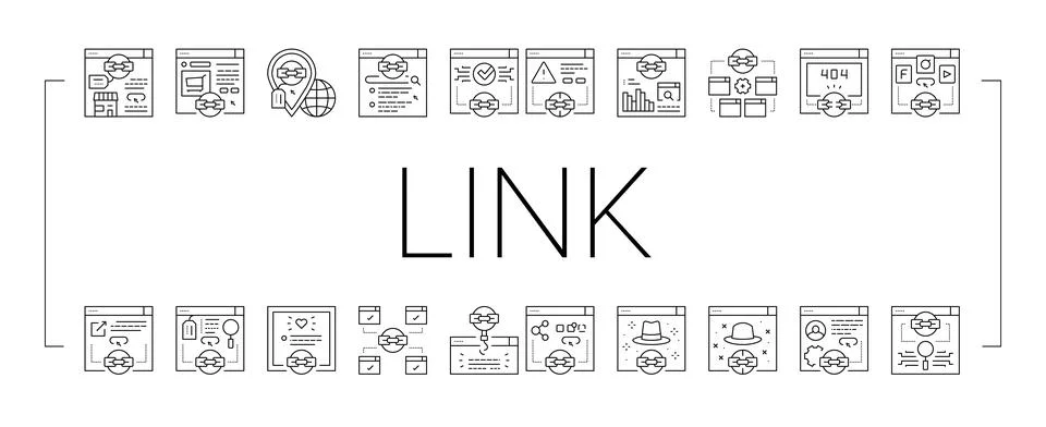 Link Building And Optimization Icons Set Vector . Stockillustratie