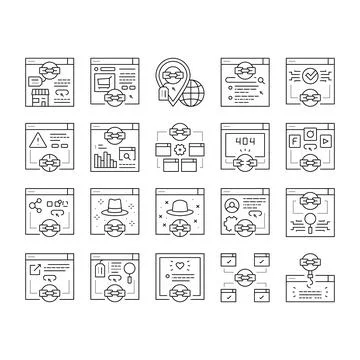Link Building And Optimization Icons Set Vector . 스톡 일러스트